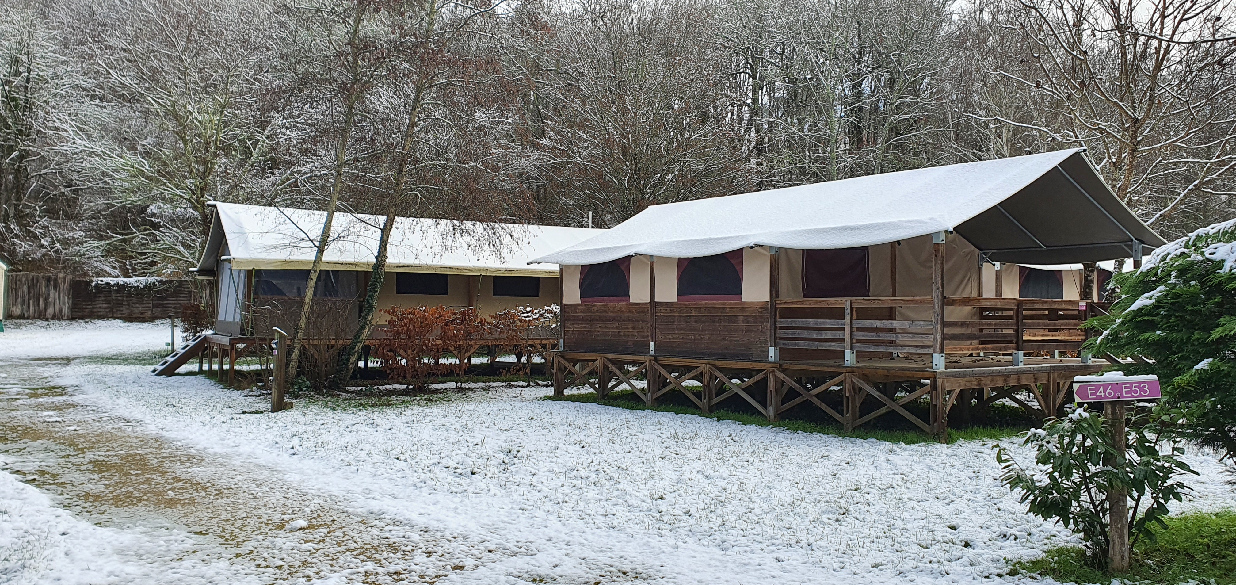 Neige au camping Le Moulin de David 4 étoiles - Monpazier et du château de Biron - Dordogne Périgord pourpre