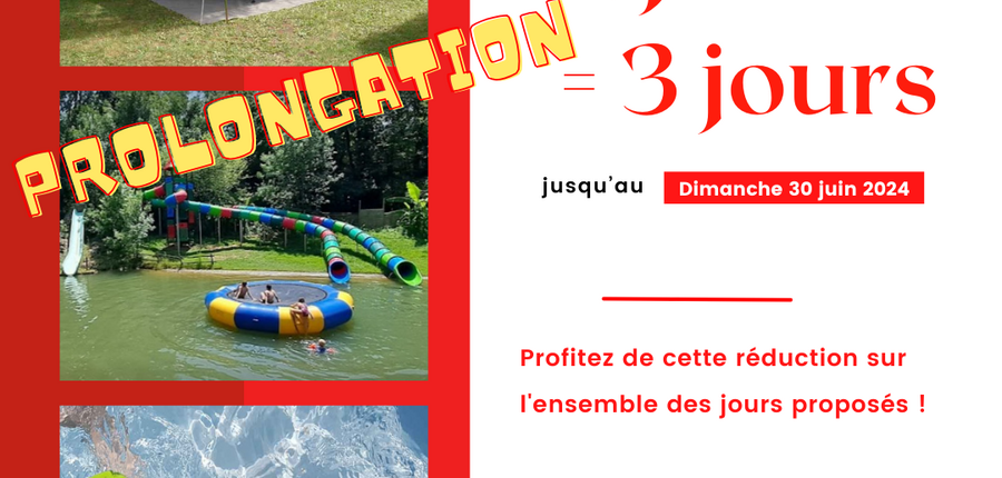Réservez 2 jours et obtenez un 3ème jour offert